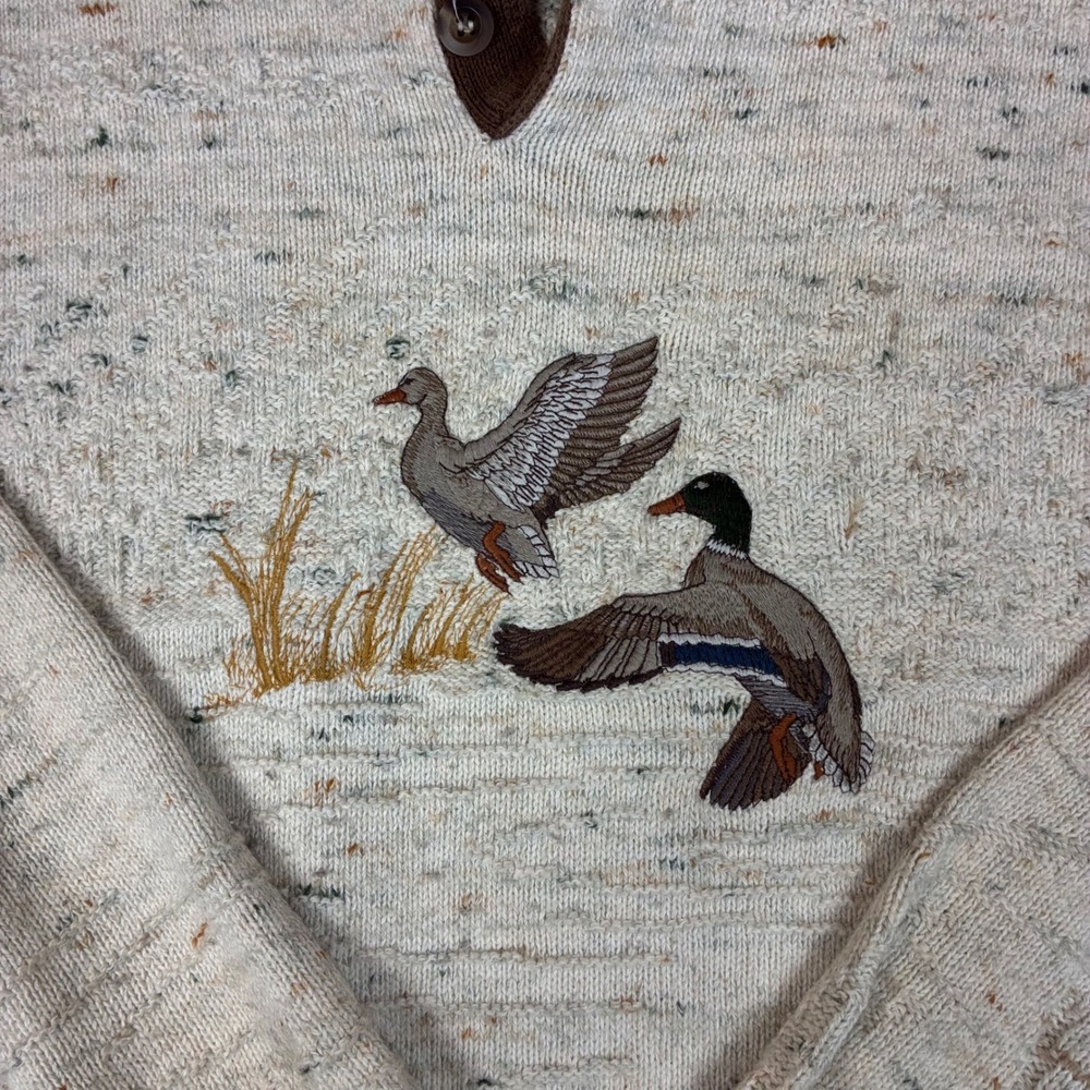 Vintage Shenandoah Men XL Mallard Duck Embroidered Knit Sweater USA Made Preppy - Picture 2 of 8